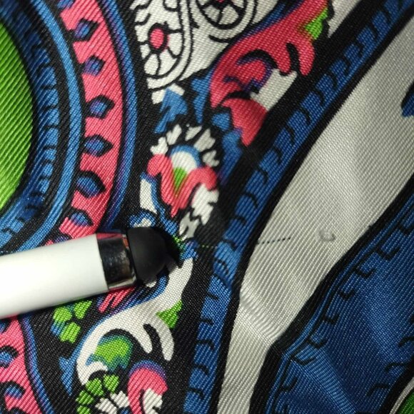 Talbots Womens 4P Multicolor Abstract Silk Long Sleeve Blouse Vibrant Funky - Picture 4 of 8